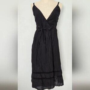 Aritzia Wilfred La Bohéme Léger Linen Wrap Dress – Black